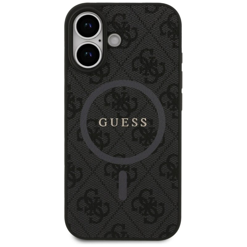 Husa iPhone 17 Guess 4G Ring Classic Logo MagSafe, negru, GUHMP17SG4GFRK