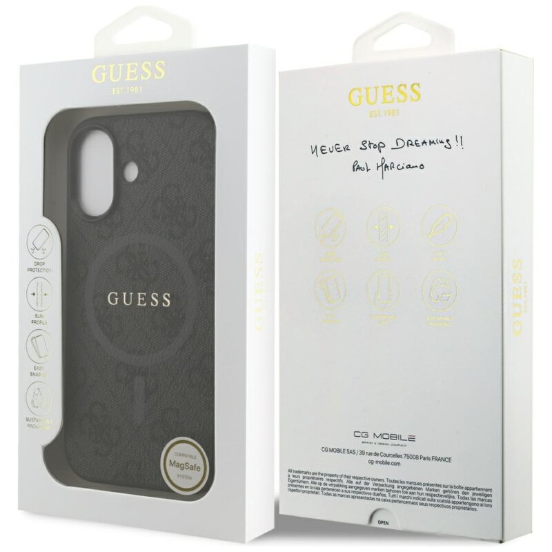 Husa iPhone 17 Guess 4G Ring Classic Logo MagSafe, negru, GUHMP17SG4GFRK