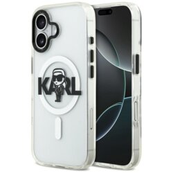 Husa iPhone 17 Karl Lagerfeld IML MagSafe Sketch Logo, Karl, transparenta, KLHMP17SHGKIGKBT