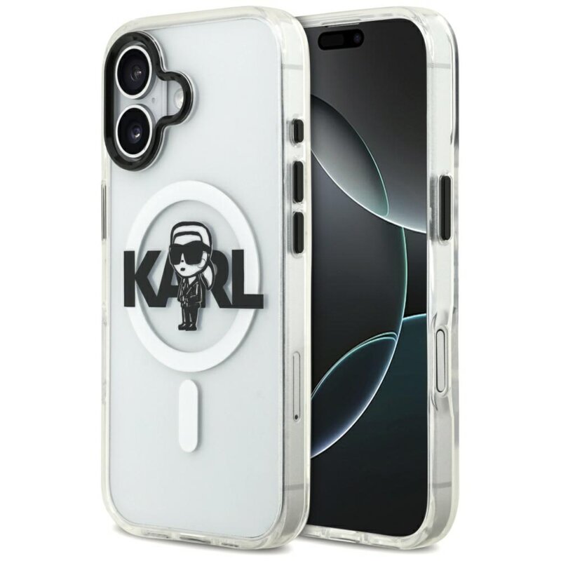 Husa iPhone 17 Karl Lagerfeld IML MagSafe Sketch Logo, Karl, transparenta, KLHMP17SHGKIGKBT