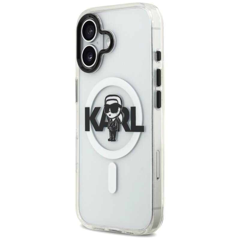Husa iPhone 17 Karl Lagerfeld IML MagSafe Sketch Logo, Karl, transparenta, KLHMP17SHGKIGKBT