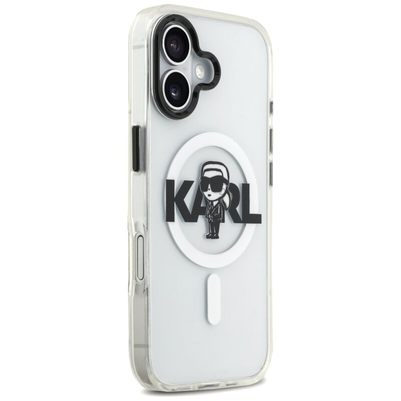 Husa iPhone 17 Karl Lagerfeld IML MagSafe Sketch Logo, Karl, transparenta, KLHMP17SHGKIGKBT
