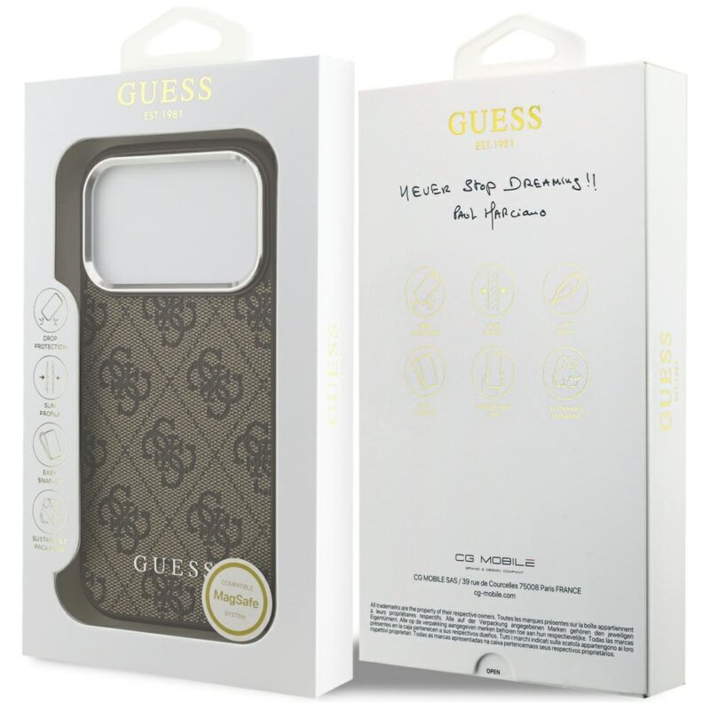 Husa originala Guess iPhone 17 Pro Max Hardcase 4G Classic Logo MagSafe, maro, GUHMP17XP4GSSMCW