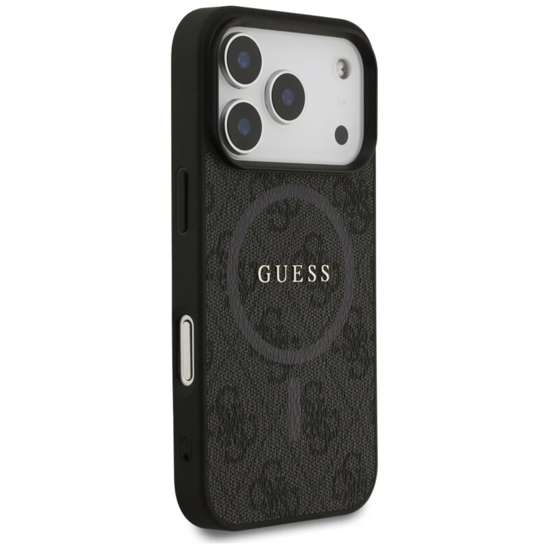 Husa iPhone 17 Pro Guess 4G Ring Classic Logo MagSafe, negru, GUHMP17LG4GFRK