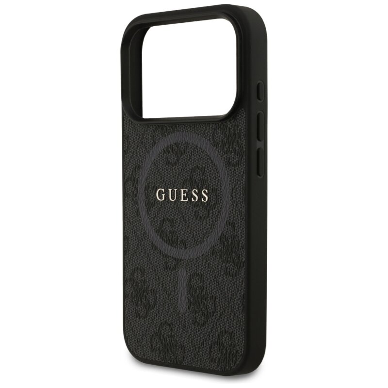 Husa iPhone 17 Pro Guess 4G Ring Classic Logo MagSafe, negru, GUHMP17LG4GFRK