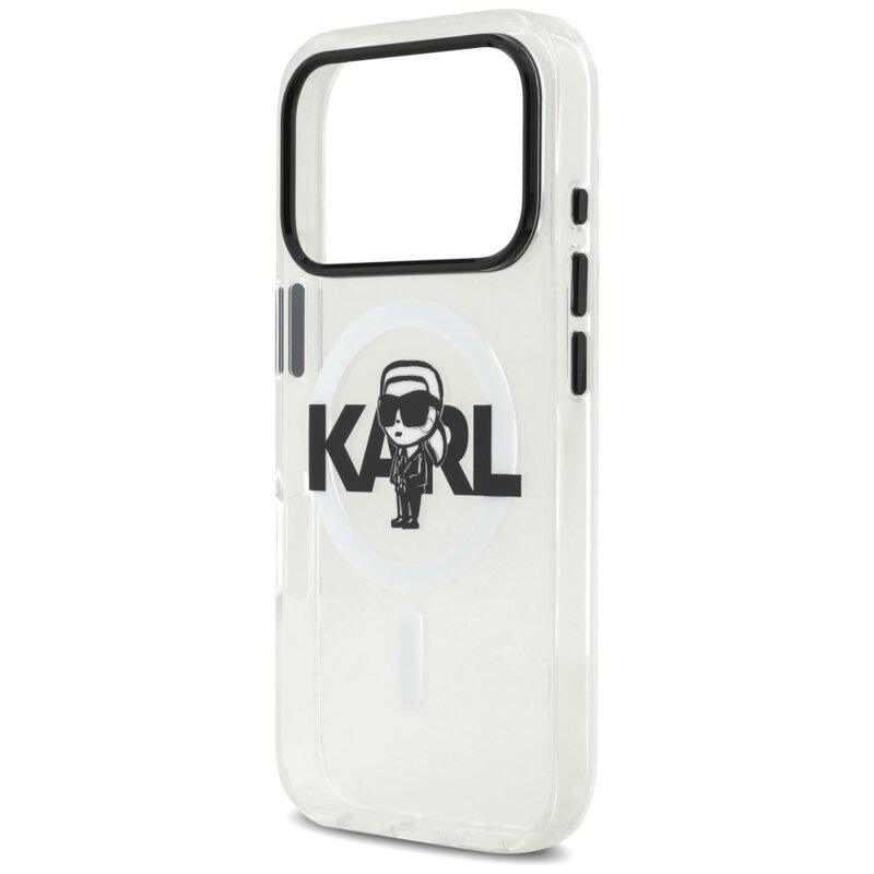 Husa iPhone 17 Pro Karl Lagerfeld IML MagSafe Sketch Logo, Karl, transparenta, KLHMP17LHGKIGKBT