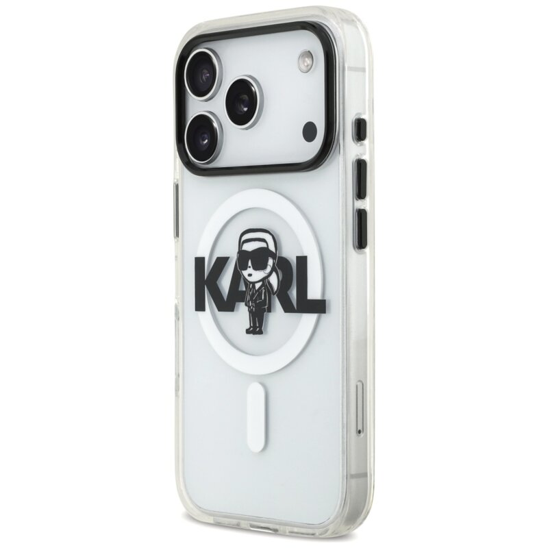 Husa iPhone 17 Pro Karl Lagerfeld IML MagSafe Sketch Logo, Karl, transparenta, KLHMP17LHGKIGKBT