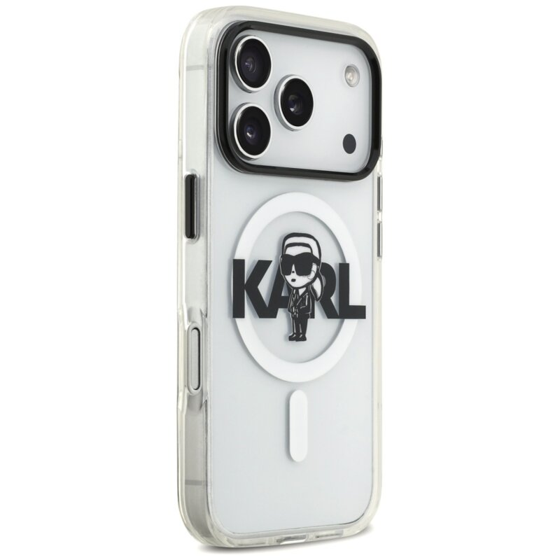 Husa iPhone 17 Pro Karl Lagerfeld IML MagSafe Sketch Logo, Karl, transparenta, KLHMP17LHGKIGKBT