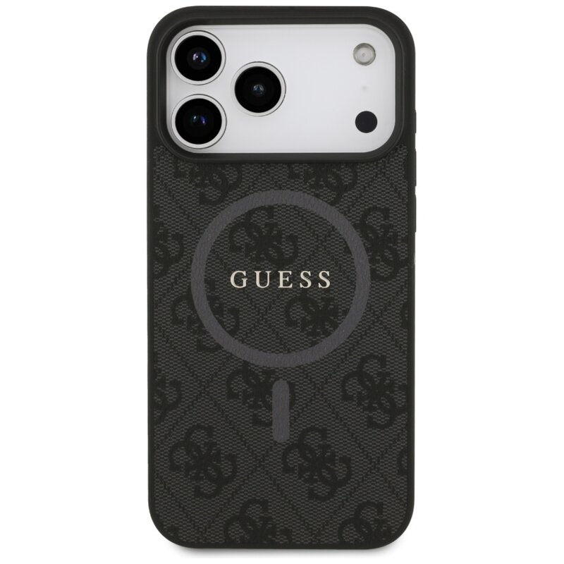 Husa iPhone 17 Pro Max Guess 4G Ring Classic Logo MagSafe, negru. GUHMP17XG4GFRK