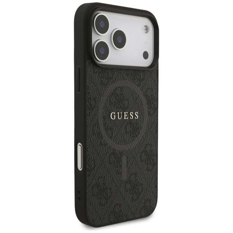 Husa iPhone 17 Pro Max Guess 4G Ring Classic Logo MagSafe, negru. GUHMP17XG4GFRK