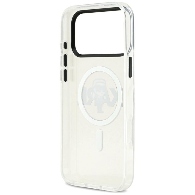 Husa iPhone 17 Pro Max Karl Lagerfeld IML MagSafe Sketch Logo, Karl, transparenta, KLHMP17XHGKIGKBT