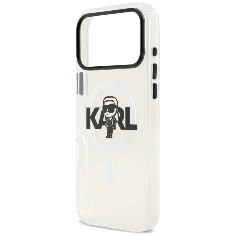 Husa iPhone 17 Pro Max Karl Lagerfeld IML MagSafe Sketch Logo, Karl, transparenta, KLHMP17XHGKIGKBT
