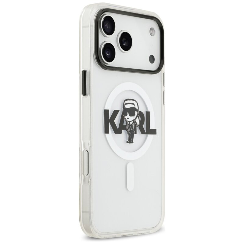 Husa iPhone 17 Pro Max Karl Lagerfeld IML MagSafe Sketch Logo, Karl, transparenta, KLHMP17XHGKIGKBT