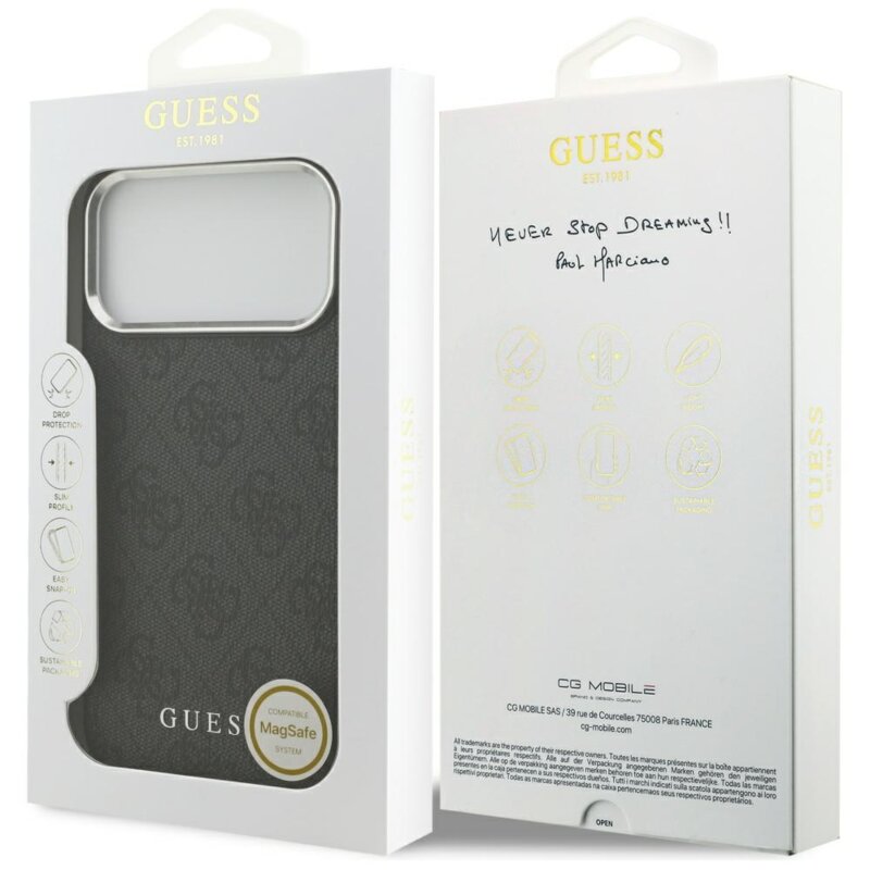 Husa originala Guess iPhone 17 Pro Max Hardcase 4G Classic Logo MagSafe, negru, GUHMP17XP4GSSMCK
