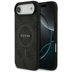 Husa iPhone 17 Air Guess 4G Ring Classic Logo MagSafe, negru, GUHMP17MG4GFRK