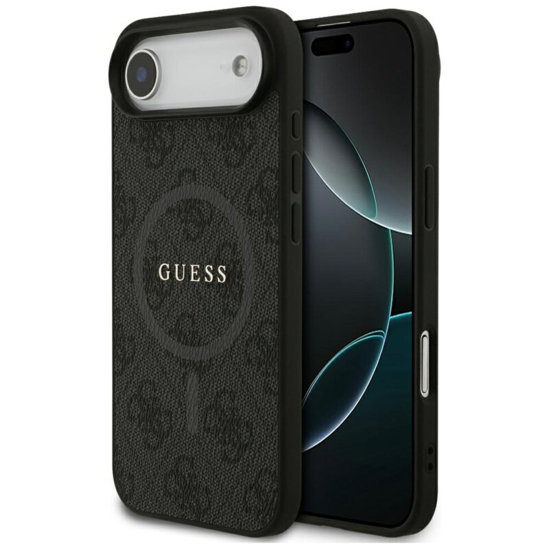 Husa iPhone 17 Air Guess 4G Ring Classic Logo MagSafe, negru, GUHMP17MG4GFRK