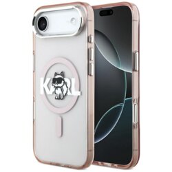 Husa iPhone 17 Air Karl Lagerfeld IML MagSafe Sketch Logo, Choupette, roz, KLHMP17MHGCHGKBP
