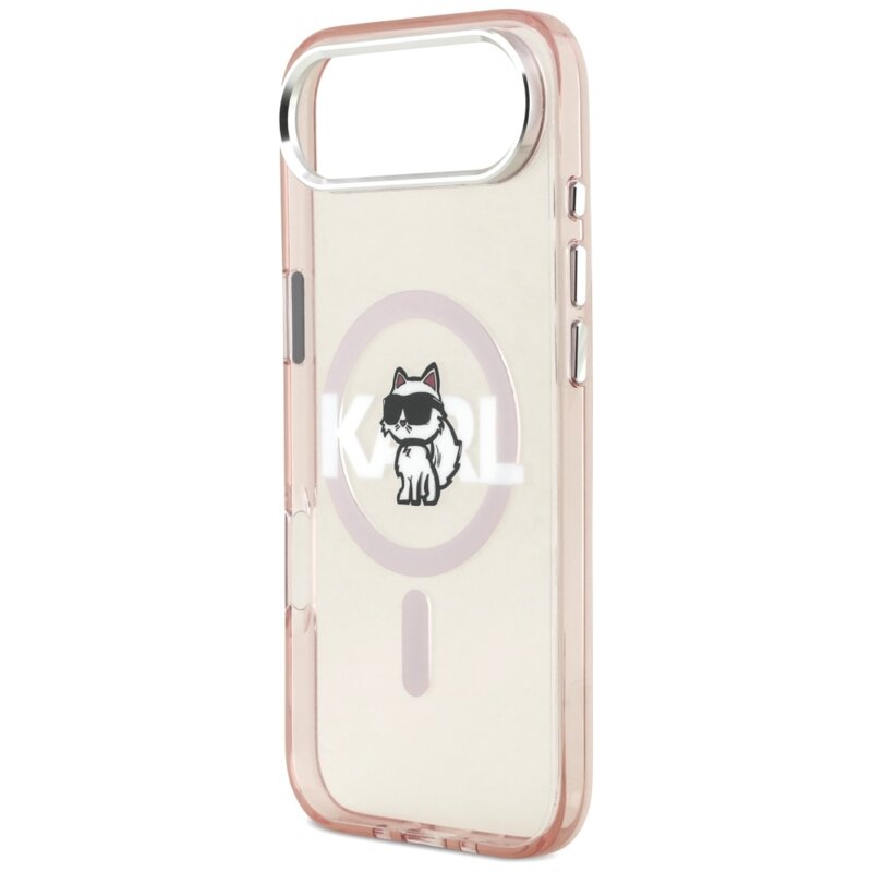 Husa iPhone 17 Air Karl Lagerfeld IML MagSafe Sketch Logo, Choupette, roz, KLHMP17MHGCHGKBP
