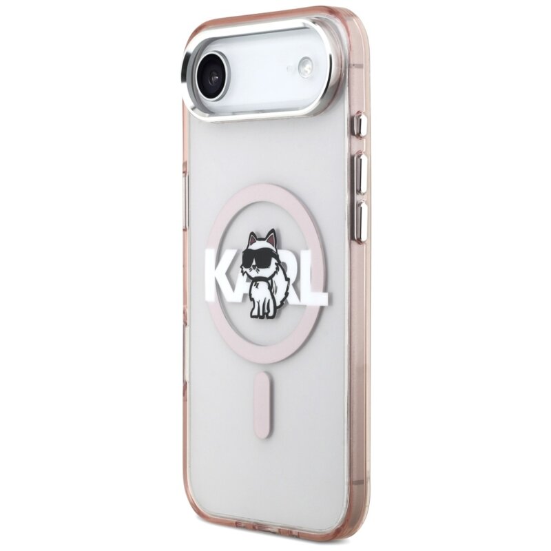Husa iPhone 17 Air Karl Lagerfeld IML MagSafe Sketch Logo, Choupette, roz, KLHMP17MHGCHGKBP