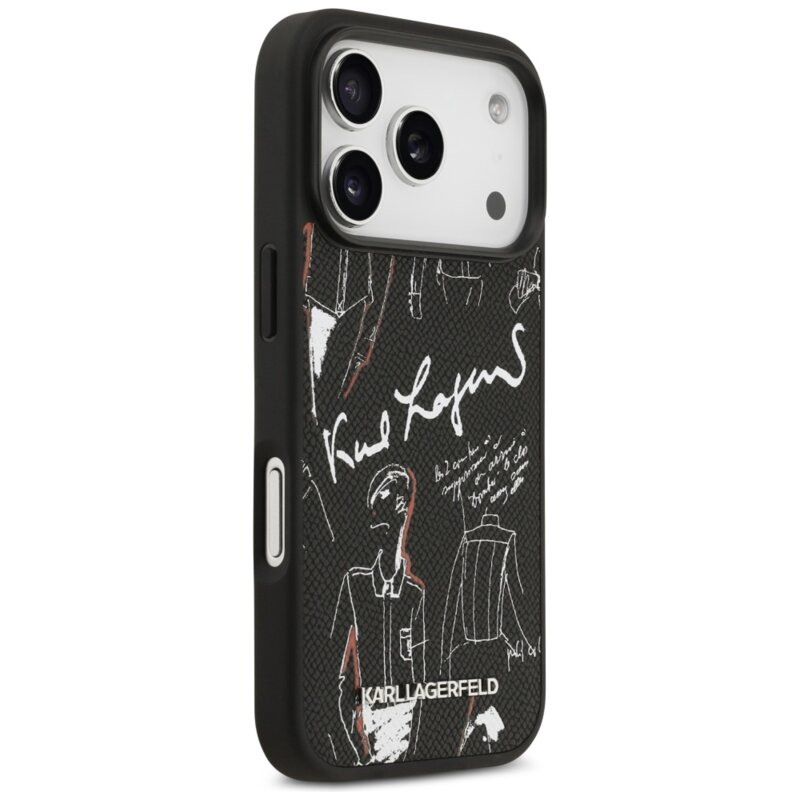 Husa iPhone 17 Pro Karl Lagerfeld Hardcase Grained Pattern Logo, negru, KLHMP17LPGGRMPK