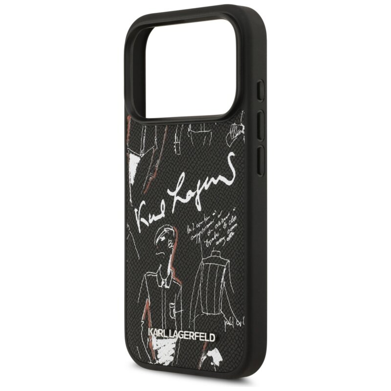 Husa iPhone 17 Pro Karl Lagerfeld Hardcase Grained Pattern Logo, negru, KLHMP17LPGGRMPK