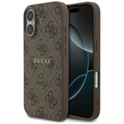 Husa iPhone 17 Guess 4G Ring Classic Logo MagSafe, maro, GUHMP17SG4GFRW