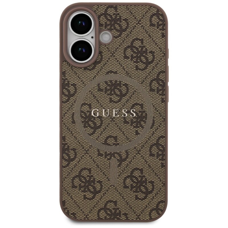 Husa iPhone 17 Guess 4G Ring Classic Logo MagSafe, maro, GUHMP17SG4GFRW