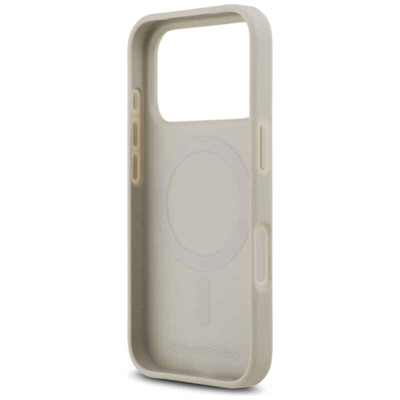 Husa iPhone 17 Pro Karl Lagerfeld Hardcase Grained Pattern Logo, gri, KLHMP17LPGGRMPKG
