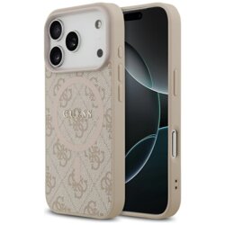 Husa iPhone 17 Pro Guess 4G Ring Classic Logo MagSafe, roz, GUHMP17LG4GFRP