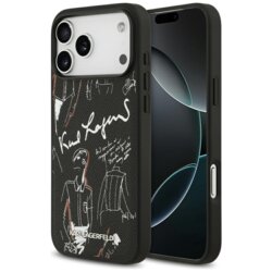 Husa iPhone 17 Pro Max Karl Lagerfeld Hardcase Grained Pattern Logo, negru, KLHMP17XPGGRMPK