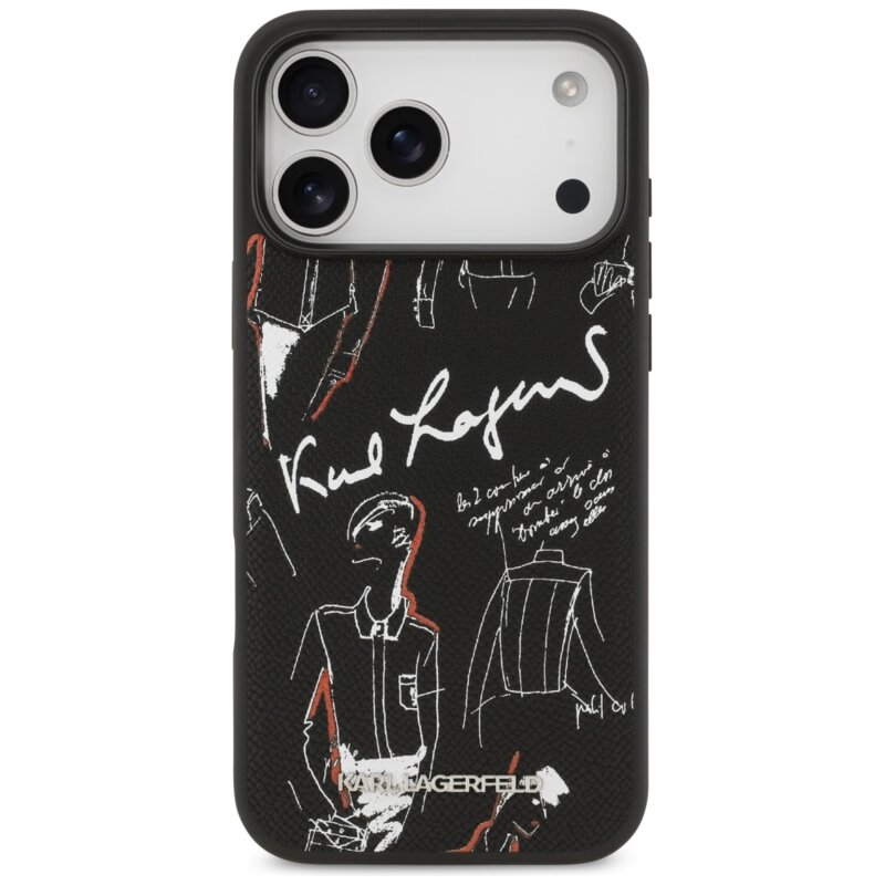 Husa iPhone 17 Pro Max Karl Lagerfeld Hardcase Grained Pattern Logo, negru, KLHMP17XPGGRMPK