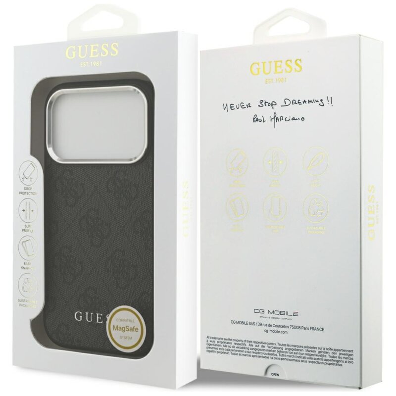 Husa originala Guess iPhone 17 Pro Hardcase 4G Classic Logo MagSafe, negru, GUHMP17LP4GSSMCK