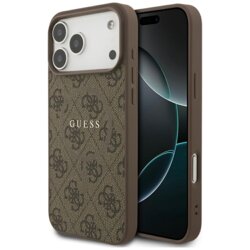 Husa iPhone 17 Pro Max Guess 4G Ring Classic Logo MagSafe, maro, GUHMP17XG4GFRW