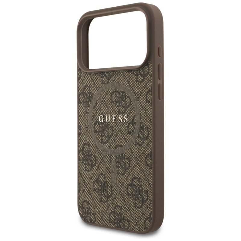 Husa iPhone 17 Pro Max Guess 4G Ring Classic Logo MagSafe, maro, GUHMP17XG4GFRW
