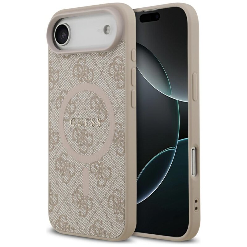 Husa iPhone 17 Air Guess 4G Ring Classic Logo MagSafe, roz, GUHMP17MG4GFRP