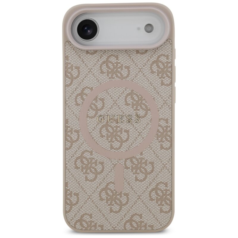 Husa iPhone 17 Air Guess 4G Ring Classic Logo MagSafe, roz, GUHMP17MG4GFRP