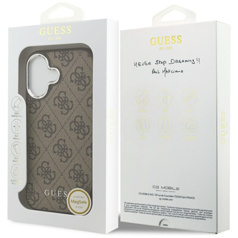 Husa originala Guess iPhone 17 Hardcase 4G Classic Logo MagSafe, maro, GUHMP17SP4GSSMCW