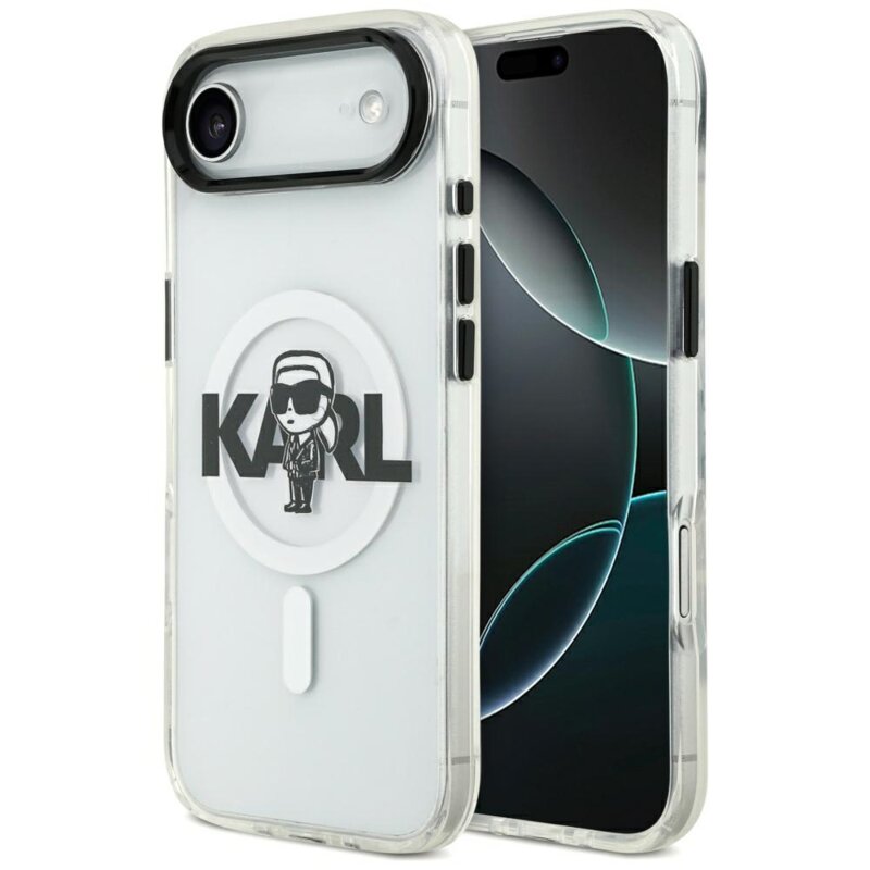 Husa iPhone 17 Air Karl Lagerfeld IML MagSafe Sketch Logo, Karl, transparenta, KLHMP17MHGKIGKBT