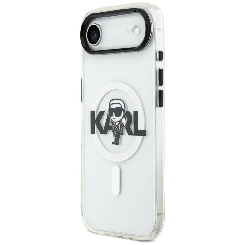 Husa iPhone 17 Air Karl Lagerfeld IML MagSafe Sketch Logo, Karl, transparenta, KLHMP17MHGKIGKBT