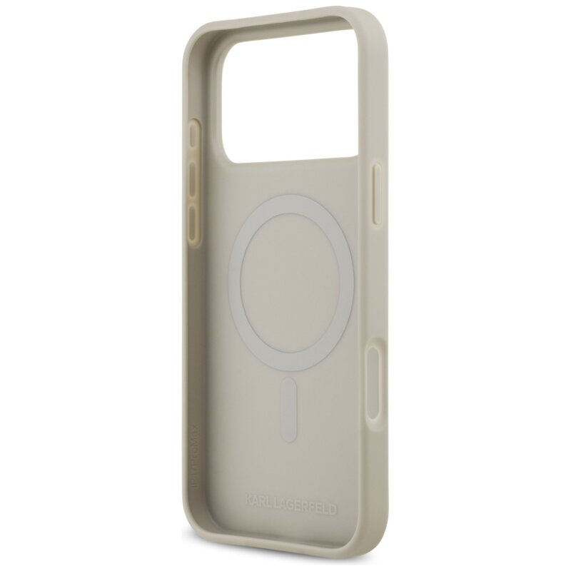 Husa iPhone 17 Pro Max Karl Lagerfeld Hardcase Grained Pattern Logo, gri, KLHMP17XPGGRMPKG