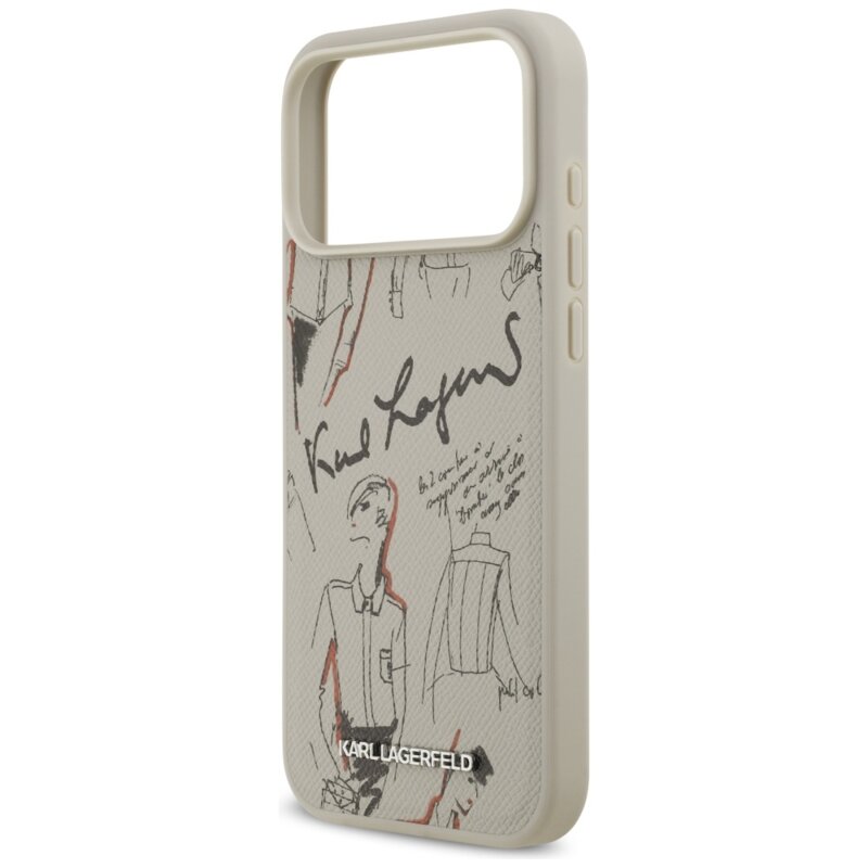 Husa iPhone 17 Pro Max Karl Lagerfeld Hardcase Grained Pattern Logo, gri, KLHMP17XPGGRMPKG