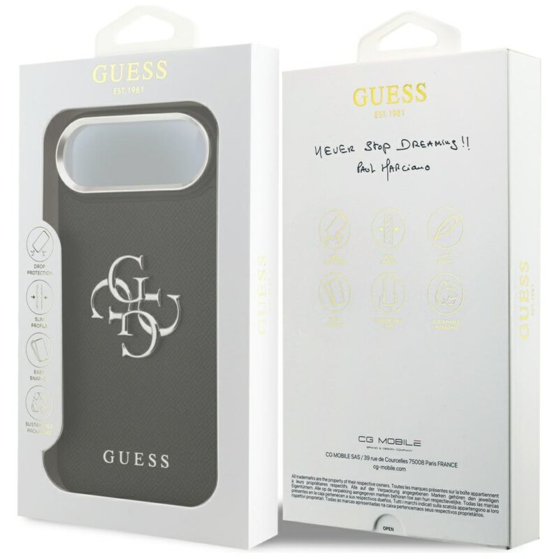 Husa originala Guess iPhone 17 Air Hardcase 4G Grained Big and Classic Logo, negru, GUHCP17MPG4SMCEK