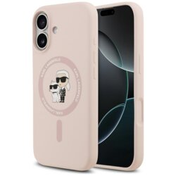 Husa Karl Lagerfeld iPhone 17 Silicone Ring MagSafe, Karl&Choupette, roz, KLHMP17SSCMKCRHP