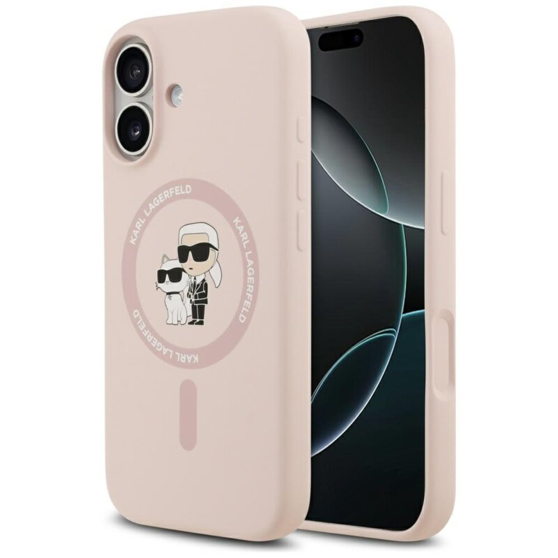 Husa Karl Lagerfeld iPhone 17 Silicone Ring MagSafe, Karl&Choupette, roz, KLHMP17SSCMKCRHP