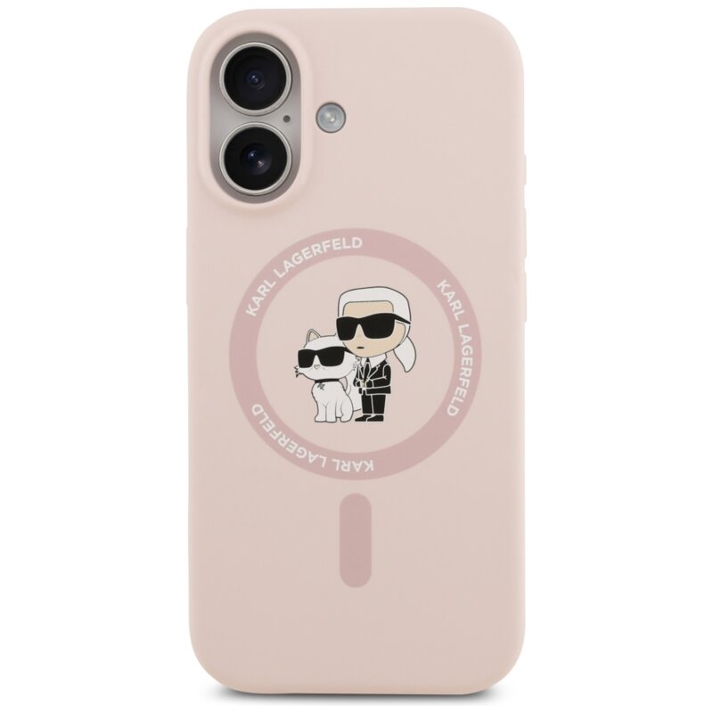 Husa Karl Lagerfeld iPhone 17 Silicone Ring MagSafe, Karl&Choupette, roz, KLHMP17SSCMKCRHP