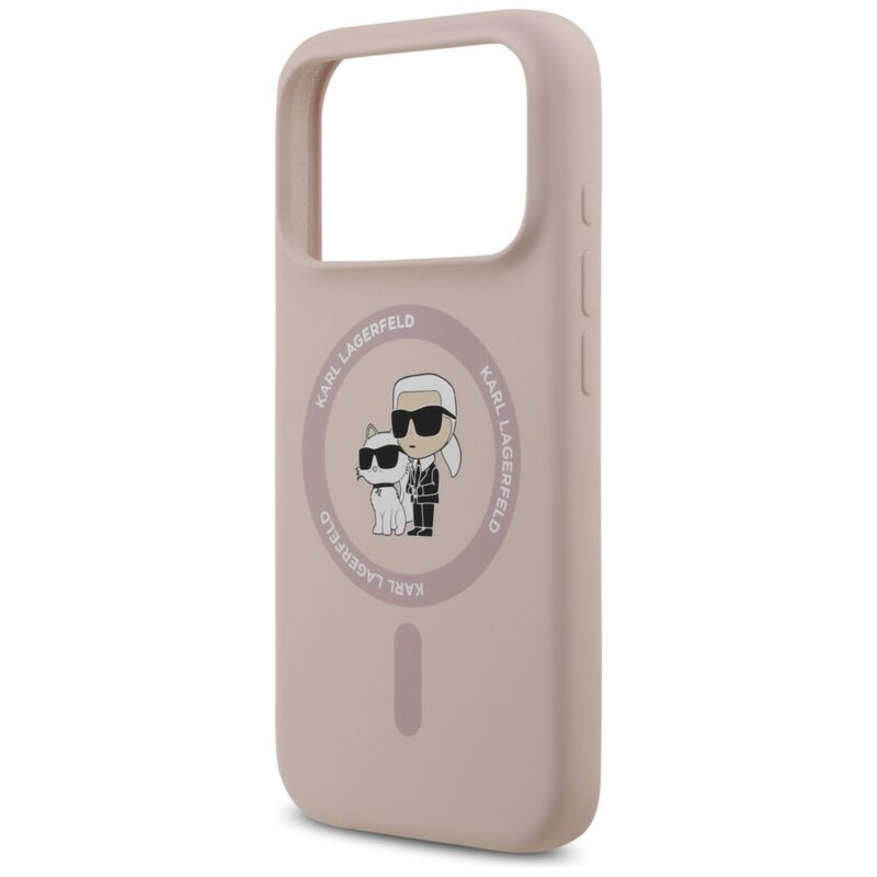 Husa Karl Lagerfeld iPhone 17 Pro Silicone Ring MagSafe, Karl&Choupette, roz, KLHMP17LSCMKCRHP