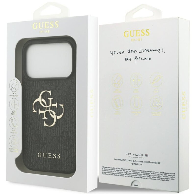 Husa originala Guess iPhone 17 Pro Hardcase 4G Big Logo, negru, GUHCP17L4GMGGR