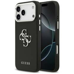Husa originala Guess iPhone 17 Pro Hardcase 4G Grained Big and Classic Logo, negru, GUHCP17LPG4SMCEK