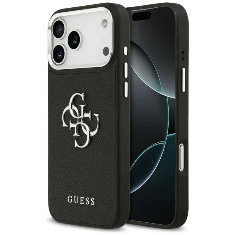 Husa originala Guess iPhone 17 Pro Hardcase 4G Grained Big and Classic Logo, negru, GUHCP17LPG4SMCEK