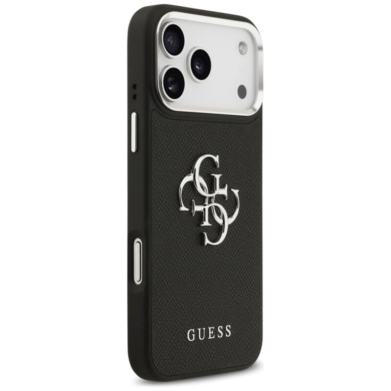 Husa originala Guess iPhone 17 Pro Hardcase 4G Grained Big and Classic Logo, negru, GUHCP17LPG4SMCEK